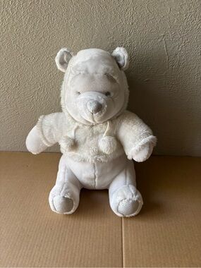 Disney Store Winnie the Pooh Snow Plush Stuffed White Hooded Sweater